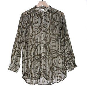 H&M x Richard Allan Sheer Button Front Blouse‎ 2 Olive Green Top Shirt